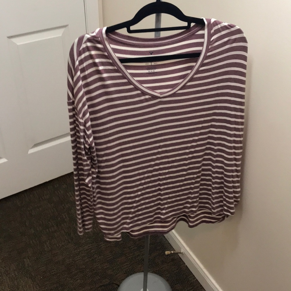 Striped Long-Sleeve American Eagle Shirt